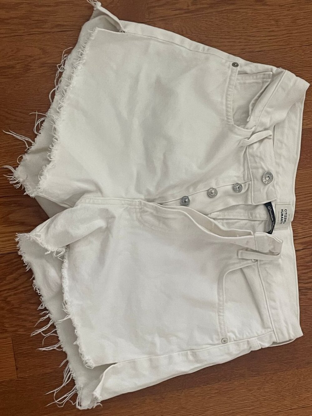 Citizens Of Humanity White Frayed Hem Jean Shorts